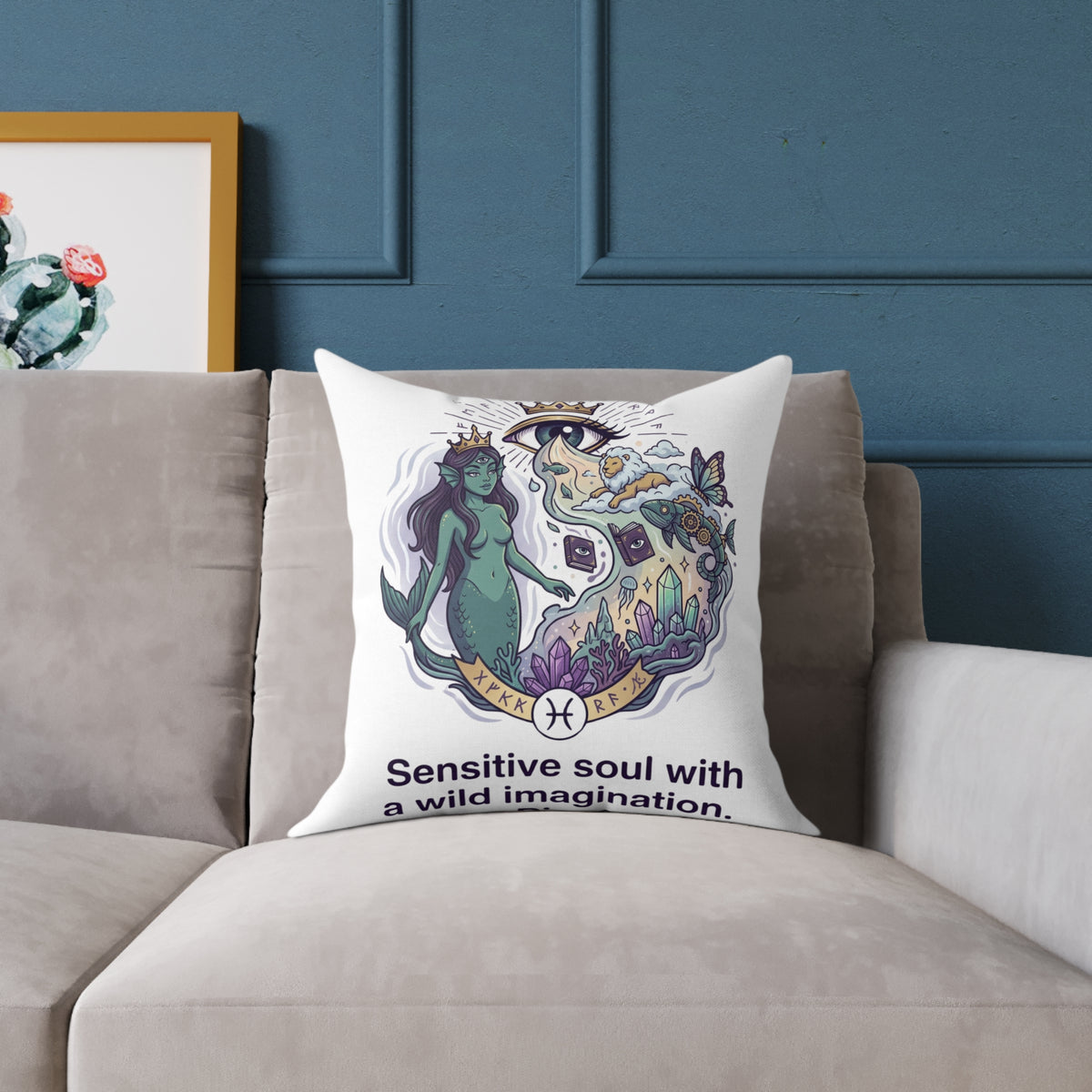 Pisces Zodiac Sensitive Soul With A Wild Imagination Square Poly Canvas Pillow
