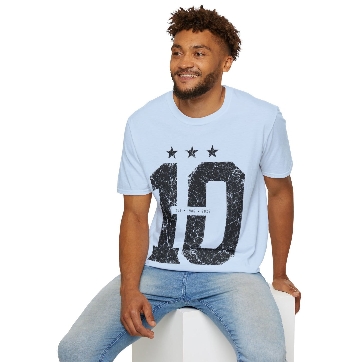 Vintage Argentina Worldcup winning No. 10 Jersey T-Shirt — Distressed Number Tee with Three Stars