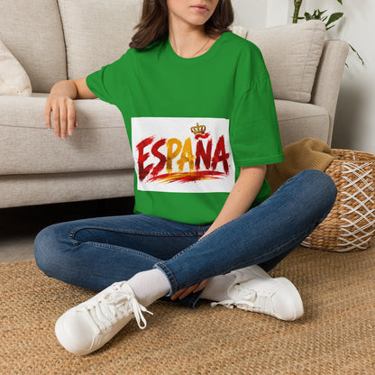 Spain  Graphic T-Shirt — Spanish Flag Brushstroke Design with Crown