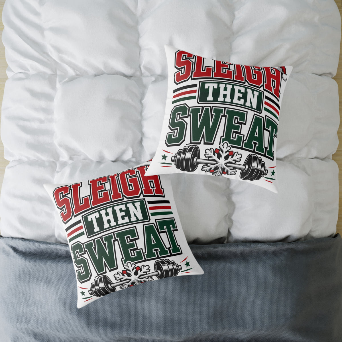 Modern Day Christmas  Sleigh Then Sweat Christmas Gym Pillow