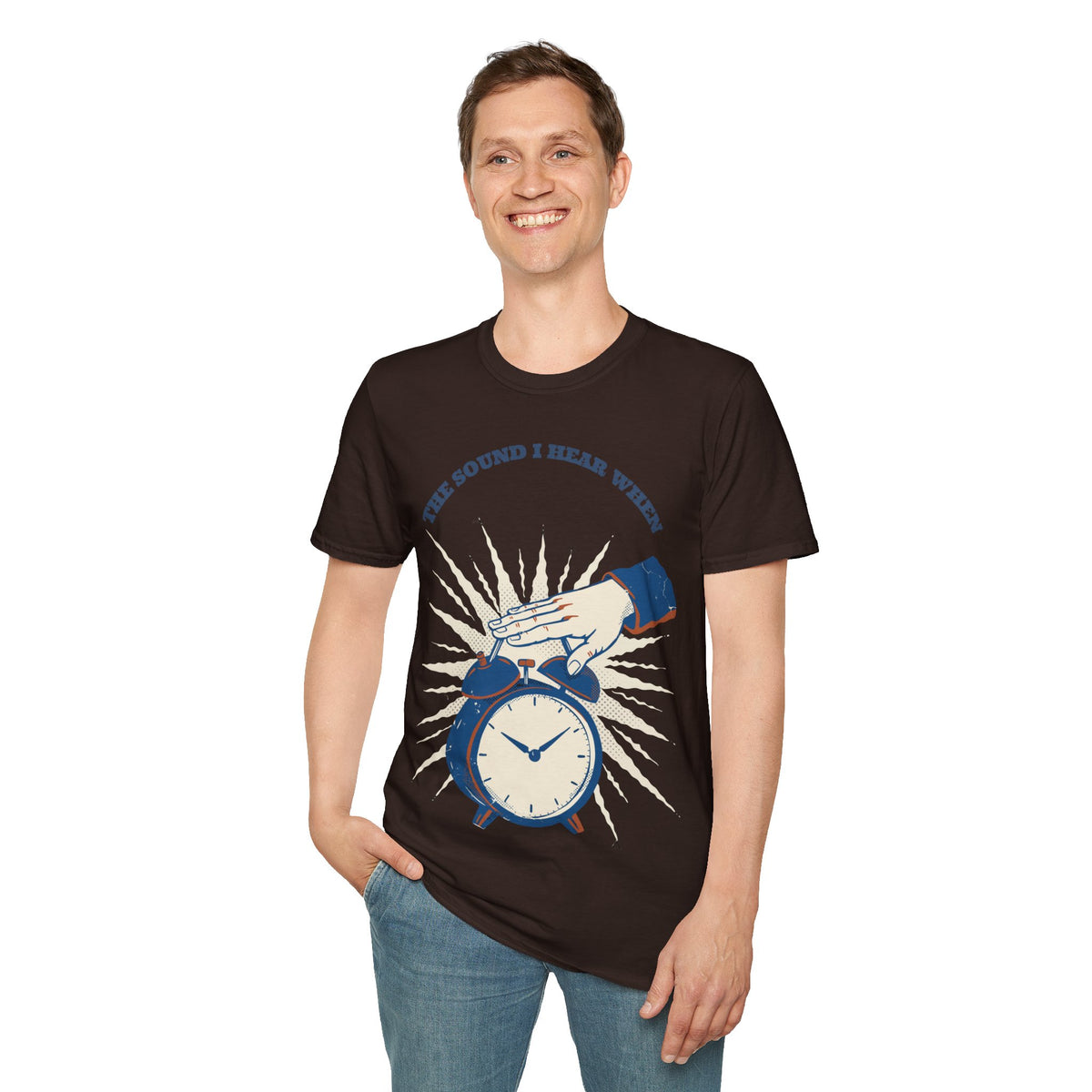 "The Sound I Hear When" Retro Alarm Clock Tee | Relatable Funny Quote T-Shirt - Trending Now - September 2026