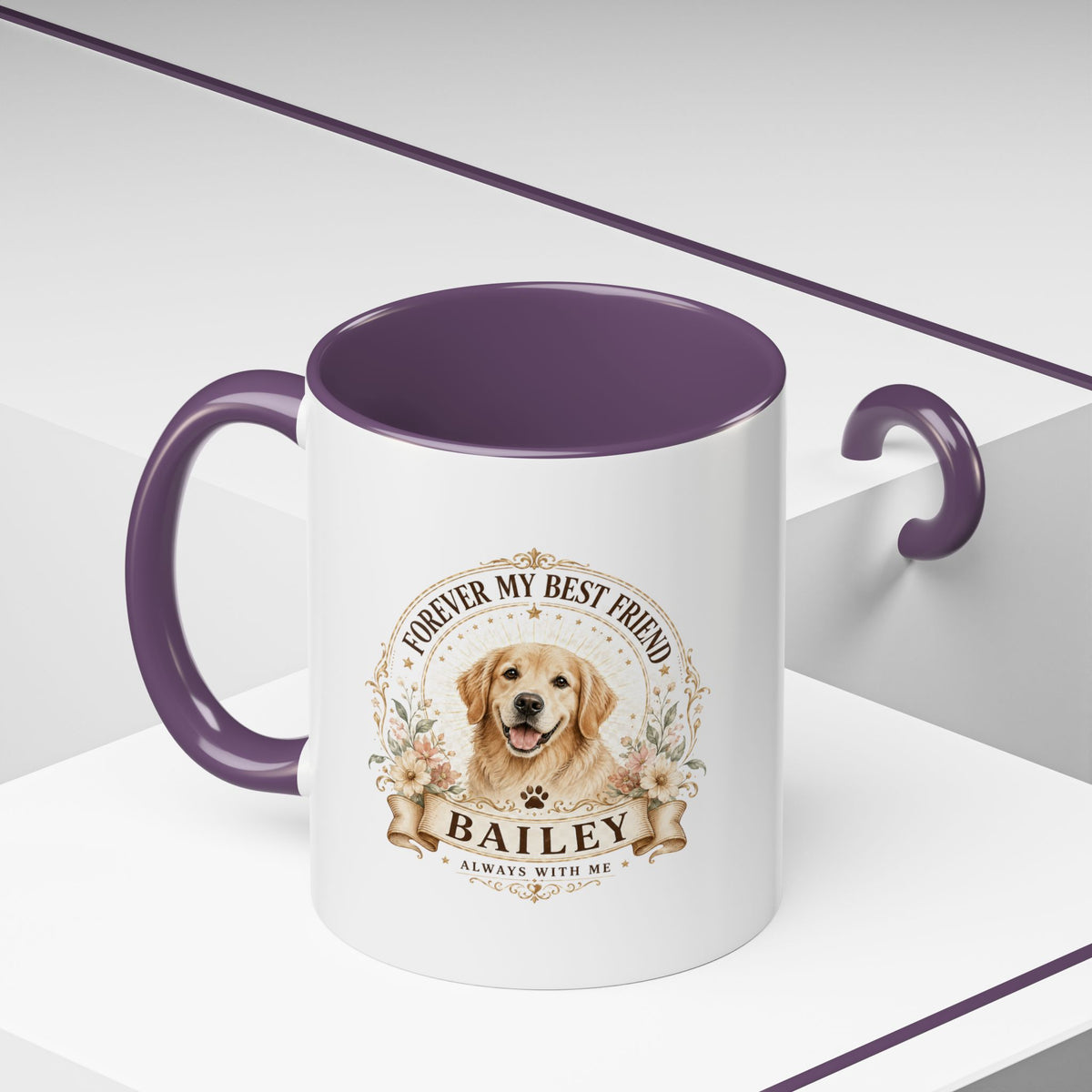 Milo Bailey Dog Dad Mom Golden Retriever Coffee Mug — “Forever My Best Friend” Personalized Dog Mug (Bailey)