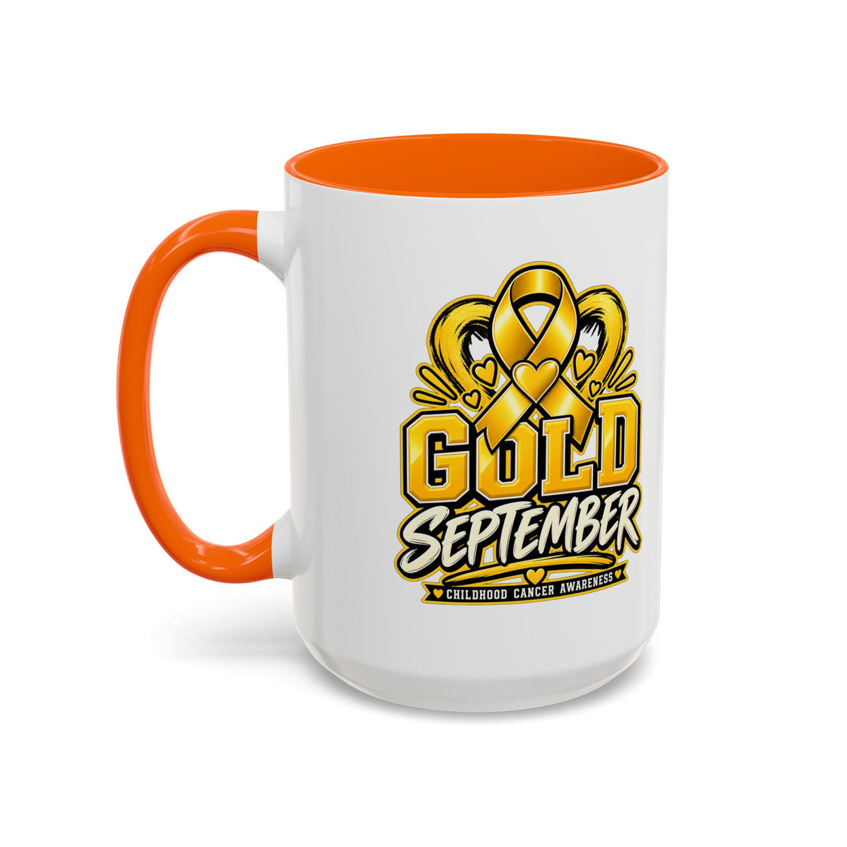 Gold September Coffee Mug — Childhood Cancer Awareness Accent Mug (11/15oz)