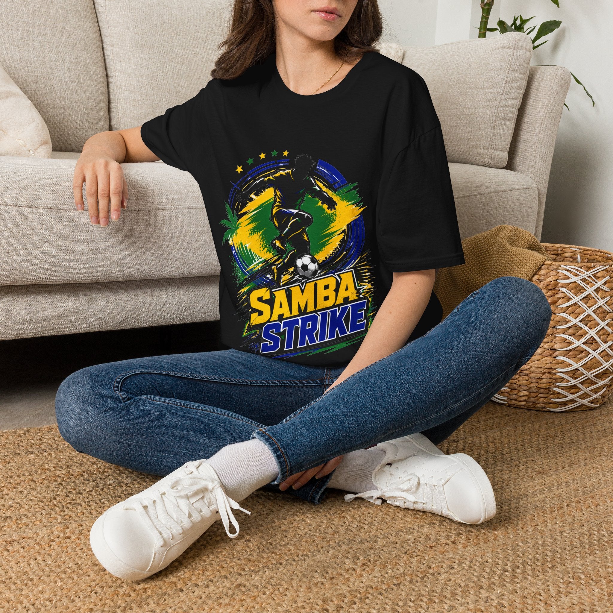 Brazil  Samba Strike Soccer T-Shirt — Brazilian Football Player Graphic Tee