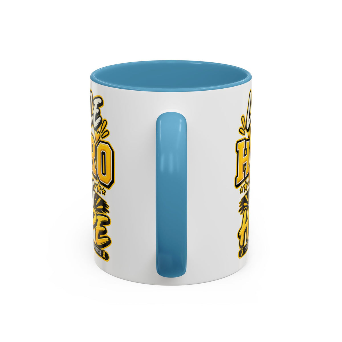 Little Hero Big Hope Coffee Mug — Childhood Cancer Awareness Accent Mug (11/15 oz)