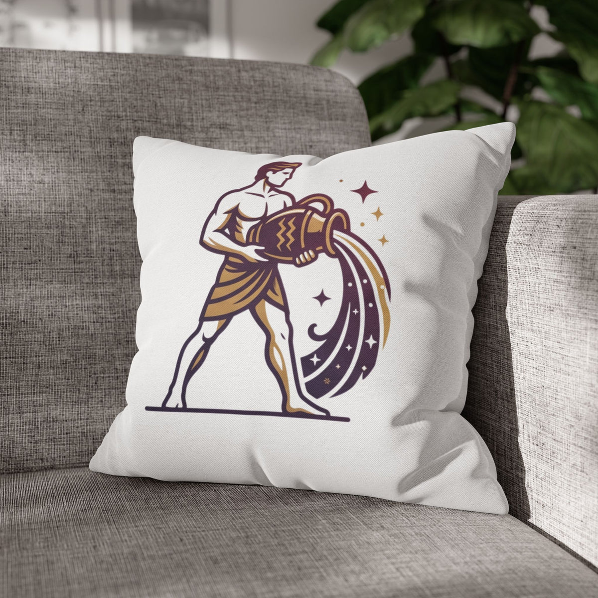 Zodiac Aquarius Pillowcase – Astrological Water-Bearer Decorative Throw Pillow