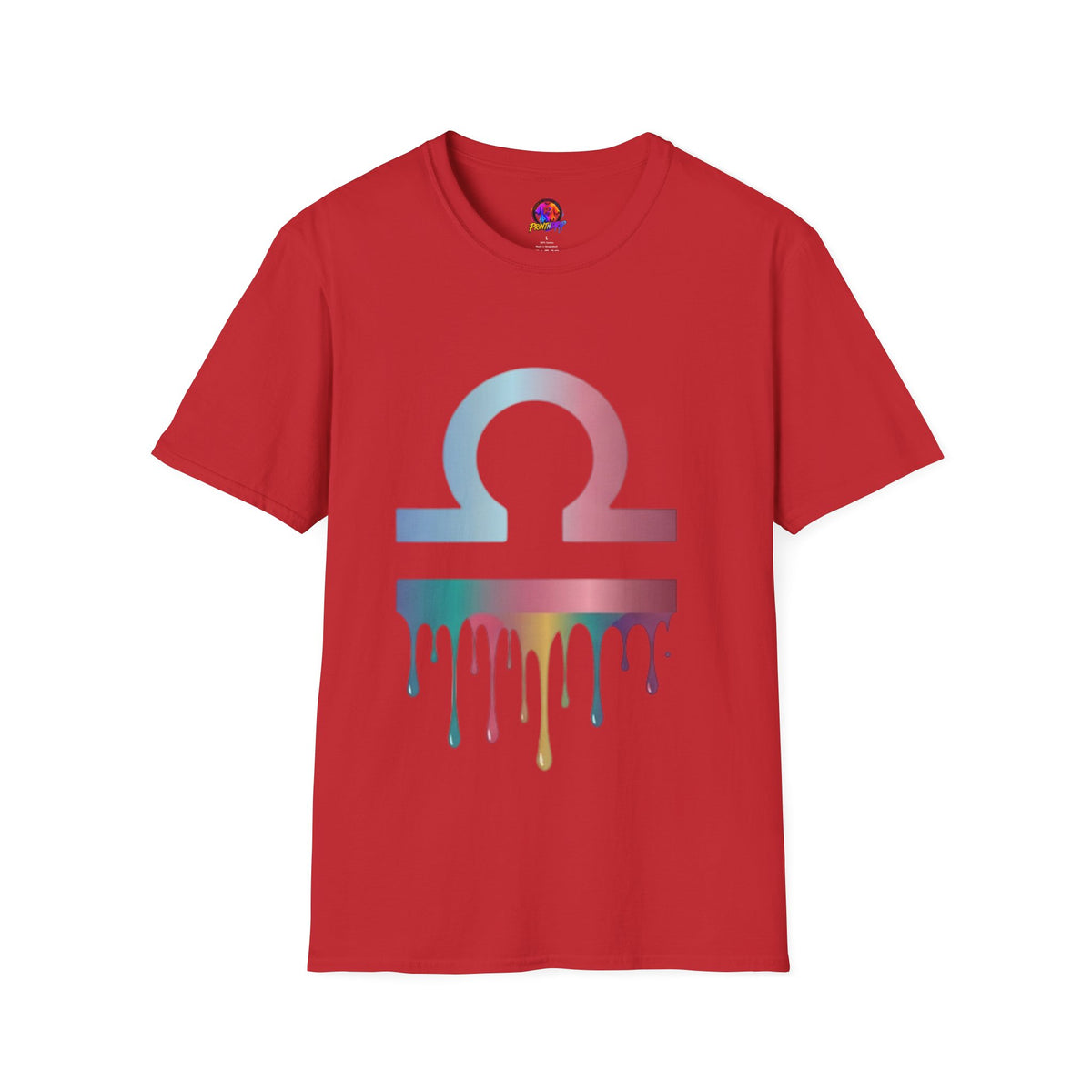 Libra Zodiac Omega Symbol T‑Shirt — Pastel Gradient Drip Graphic Shirt