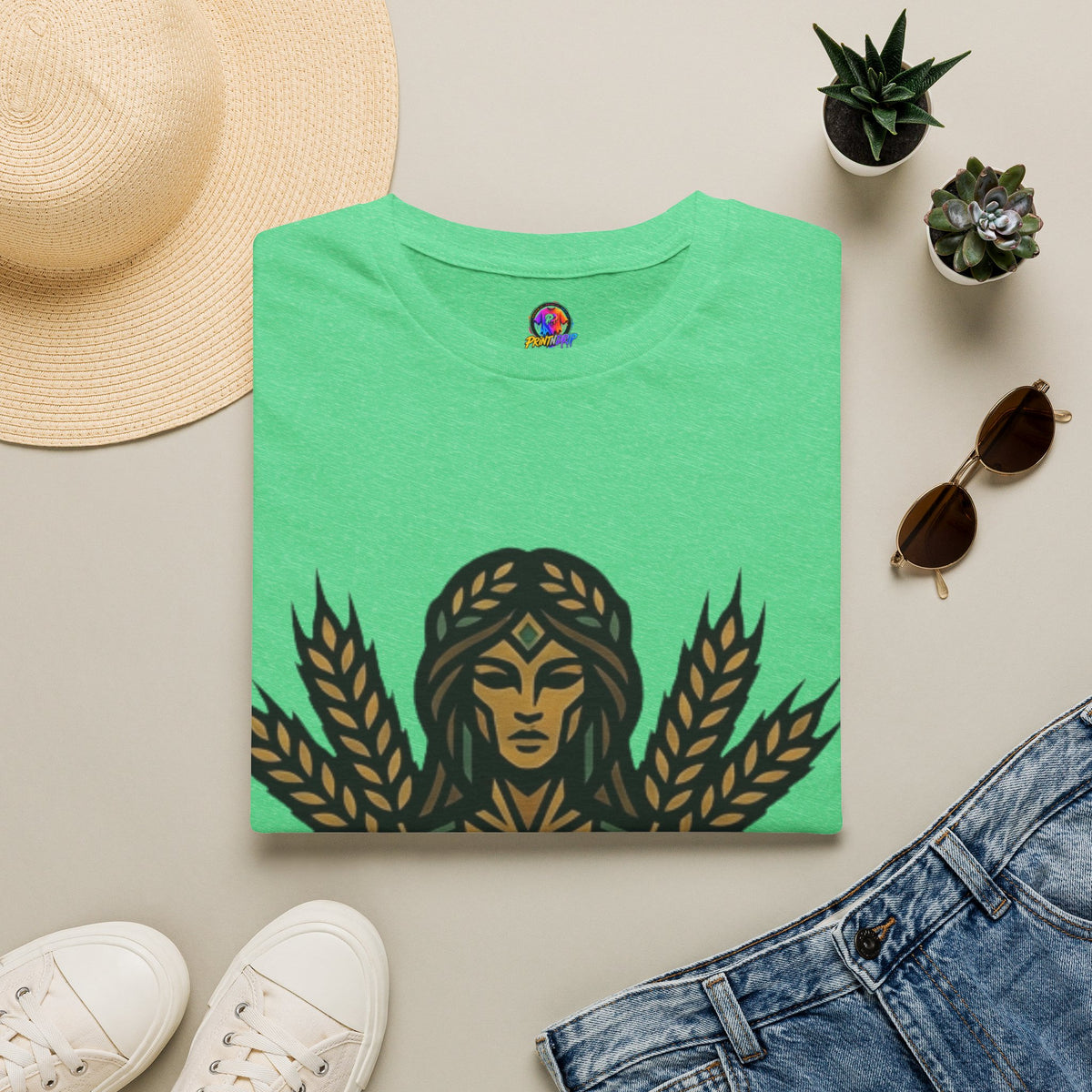 Harvest Goddess T-Shirt — Wheat Spirit Floral Pagan Shirt