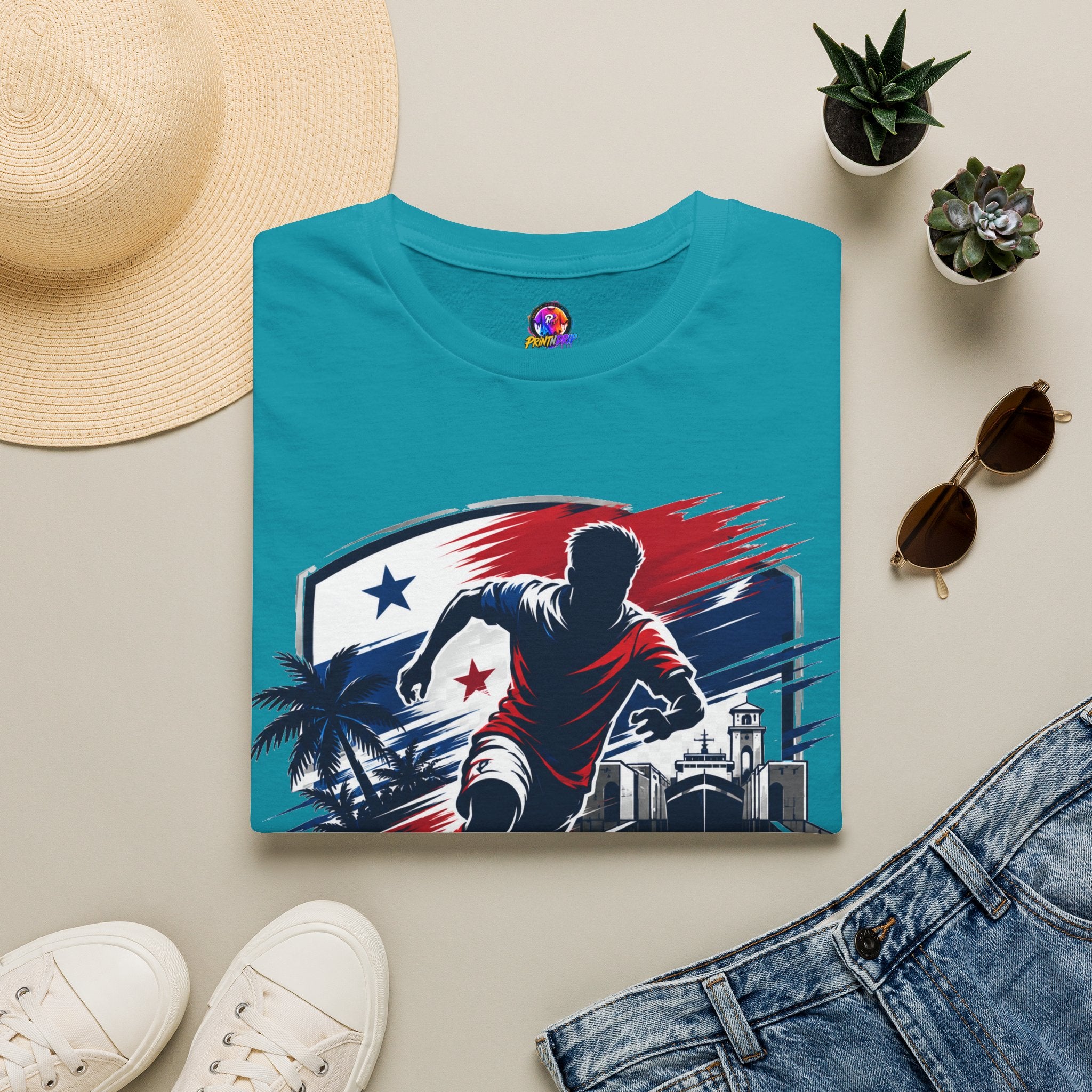 Canal Force Soccer T-Shirt - Patriotic Player Graphic Tee - Panama Shirt