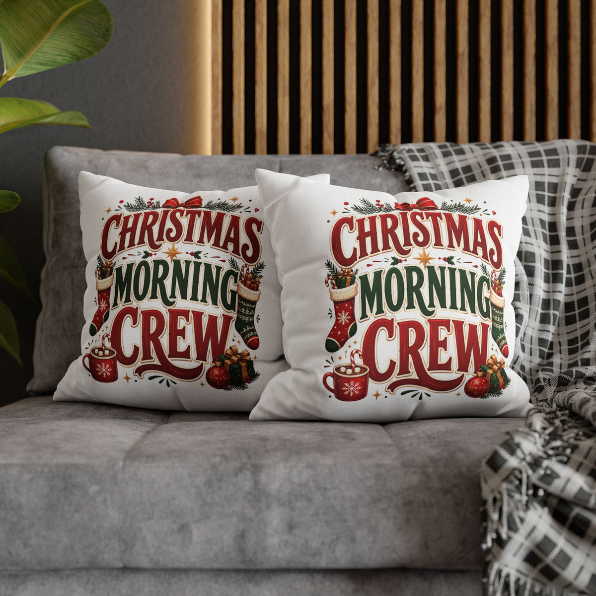 Christmas Spun Square Pillowcase  Morning Crew Pillowcase