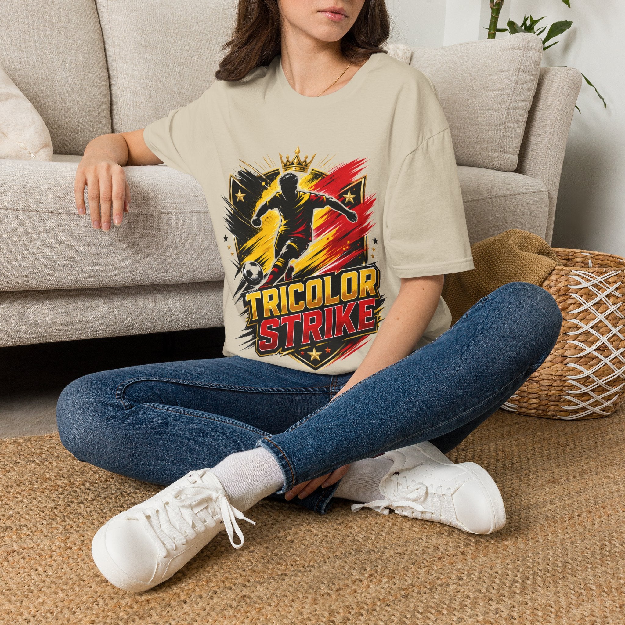 Belgium Soccer T-Shirt — 'Tricolor Strike' Graphic Jersey Tee