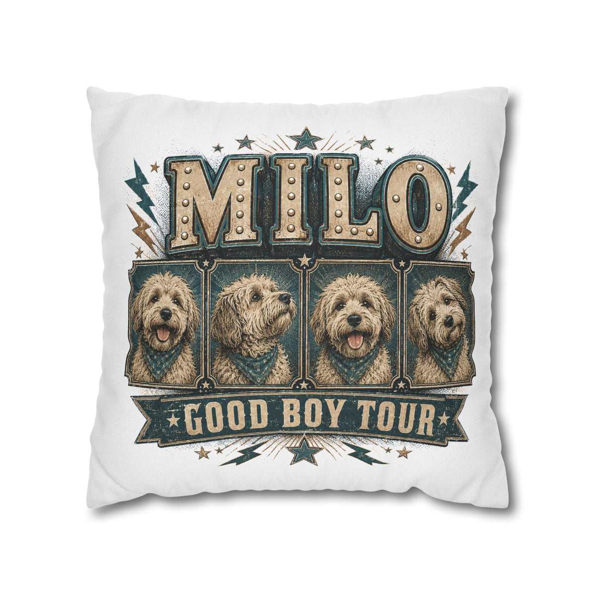 Milo "Good Boy Tour" Dog Photo Throw Pillowcase Milo Bailey Dog Dad Mom