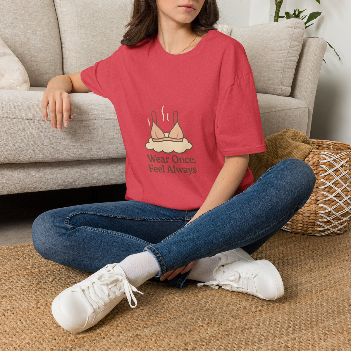 T-Shirt — 'Wear Once, Feel Always' Bra Illustration Tee - Trending Now - October 2026