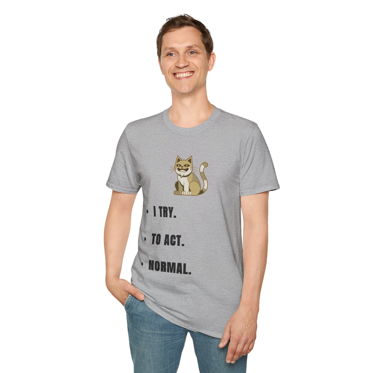 I Try Cat T-Shirt — Cute Cat Illustration Tee with "I Try." Text - Trending Now - September 2026