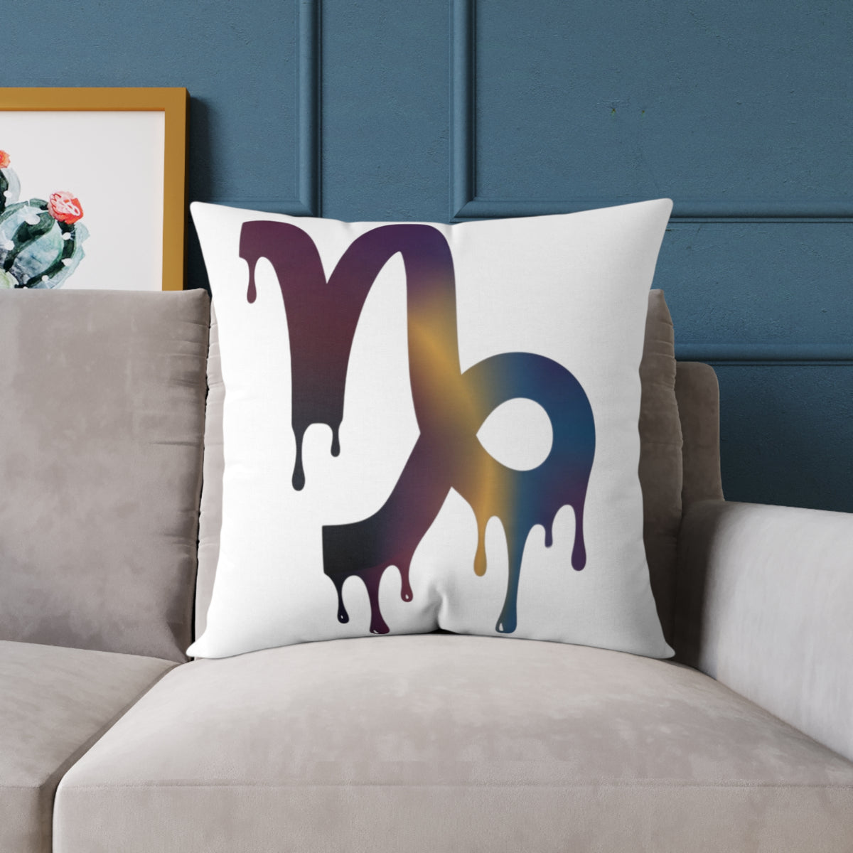 Capricorn Drip Zodiac Pillow — Astrological Decorative Throw Cushion