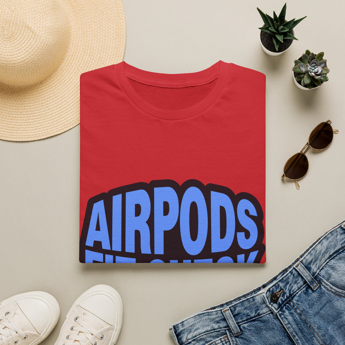 "AirPods Fit Check Approved" Y2K Tee | Blue Bubble Font Meme T-Shirt - Trending Now - September 2026