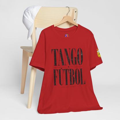 Argentina - Tango y Fútbol Graphic Tee - Bold Serif Soccer & Dance Shirt