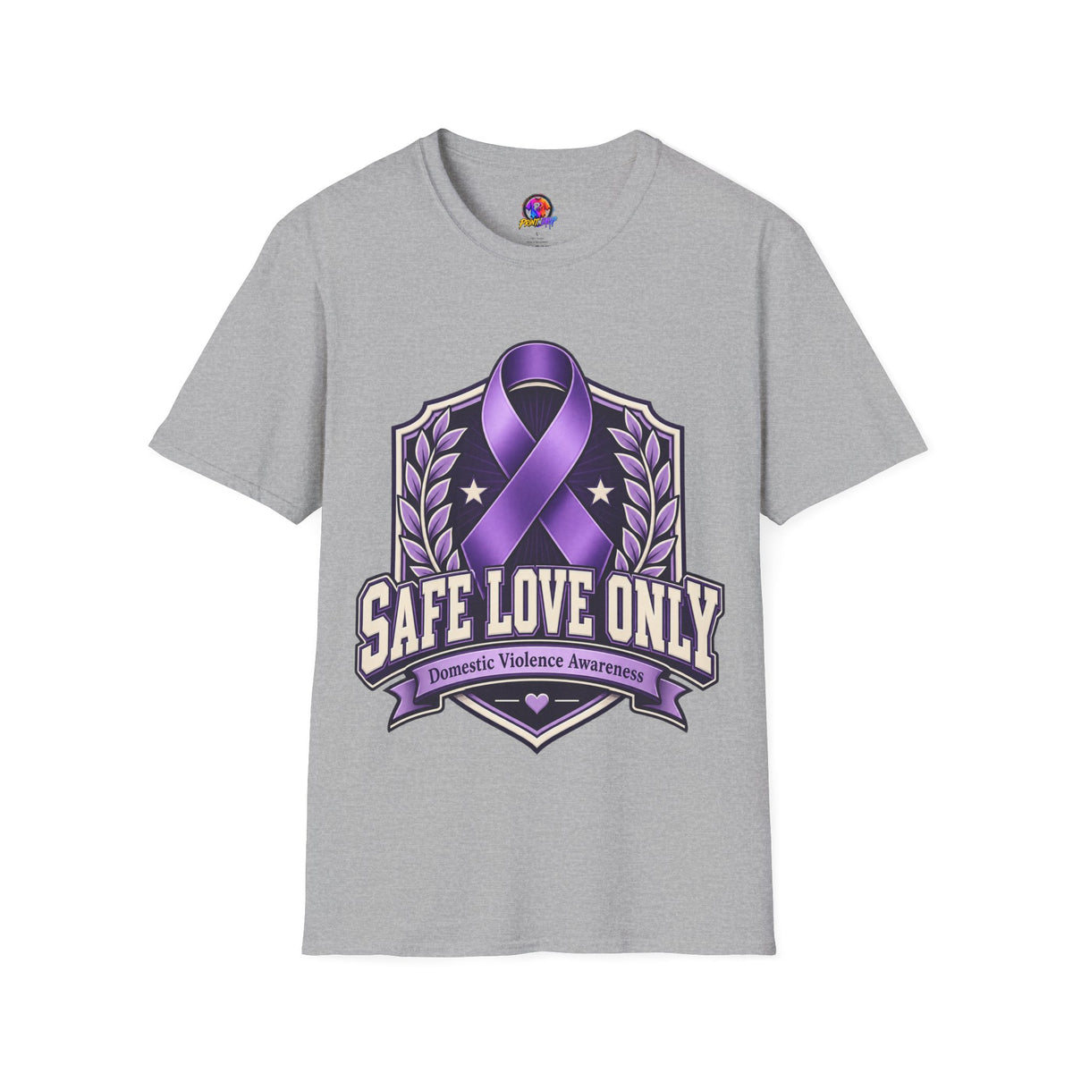 Domestic Violence Awareness T-Shirt — "Safe Love Only" Purple Ribbon Tee