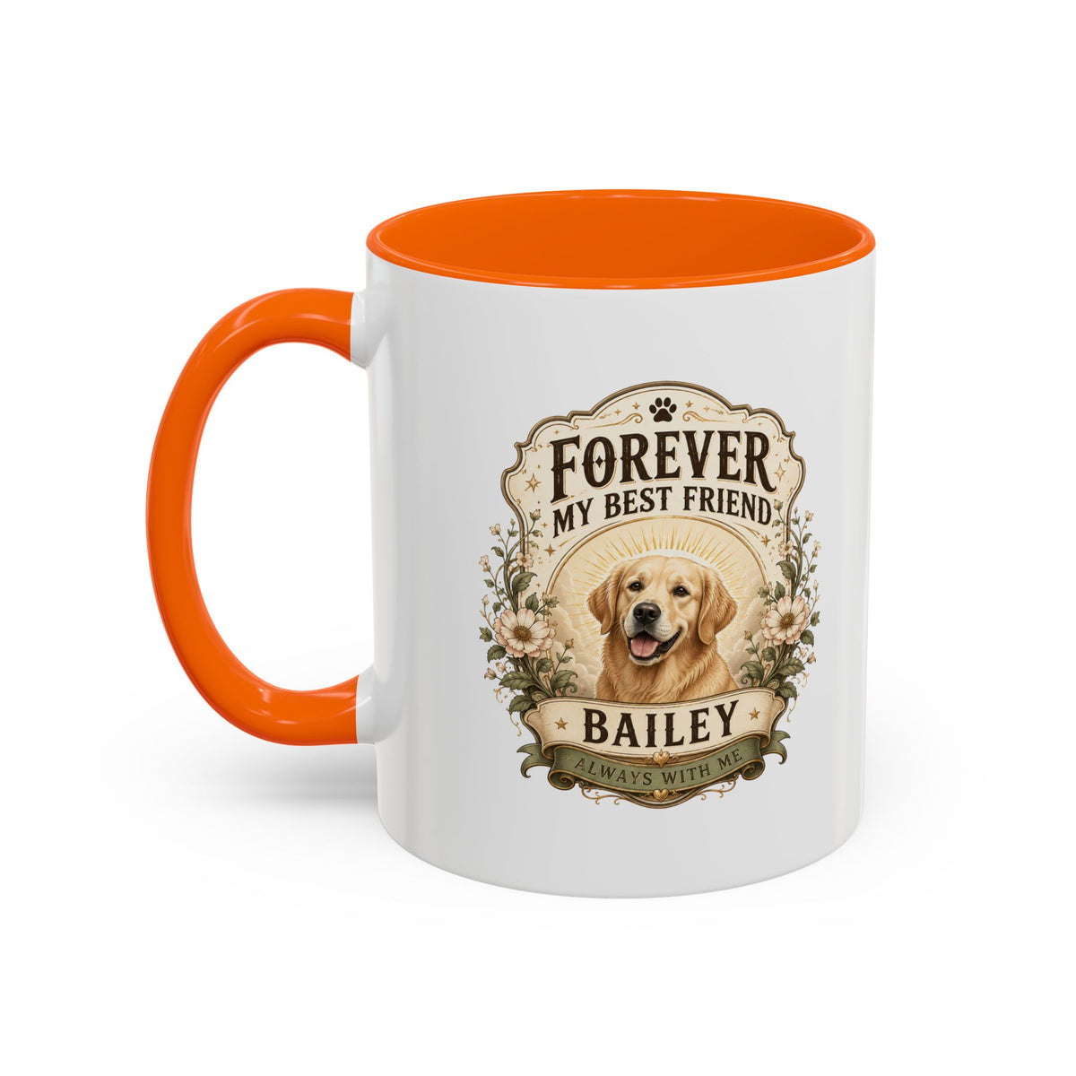 Milo Bailey Dog Dad Mom Forever My Best Friend Dog Coffee Mug — Personalized Pet Name Golden Retriever Accent Mug