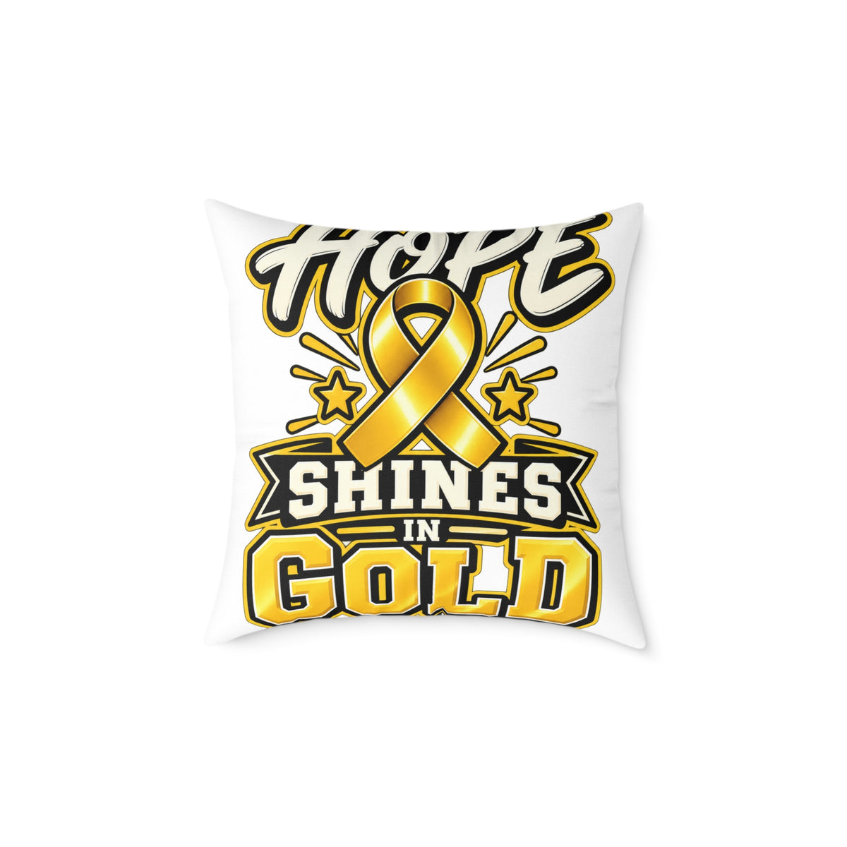 Childhood Cancer Hope Shines in Gold Awareness Ribbon Square Pillow