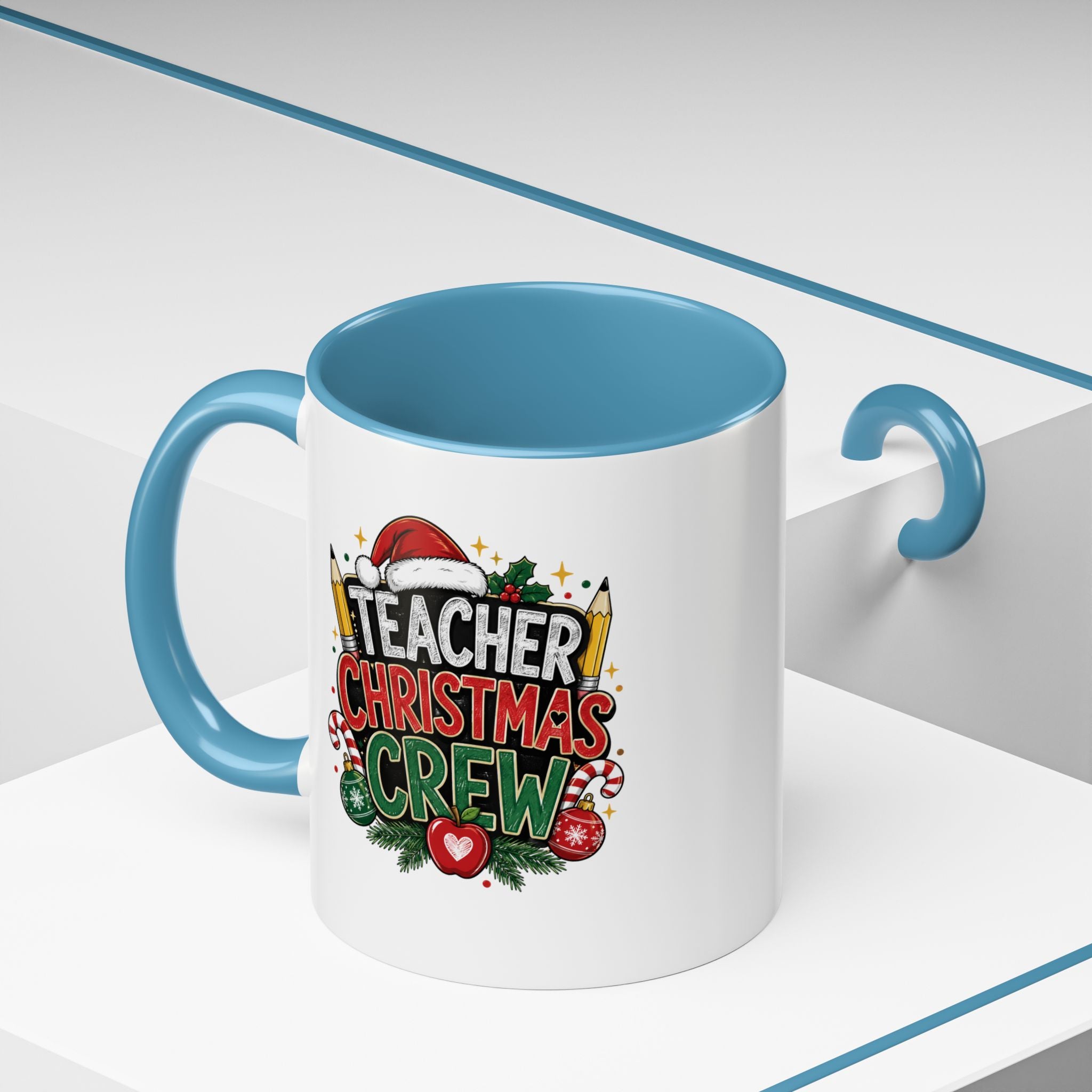 Teacher Christmas Crew Accent Coffee Mug – Holiday Teacher Gift