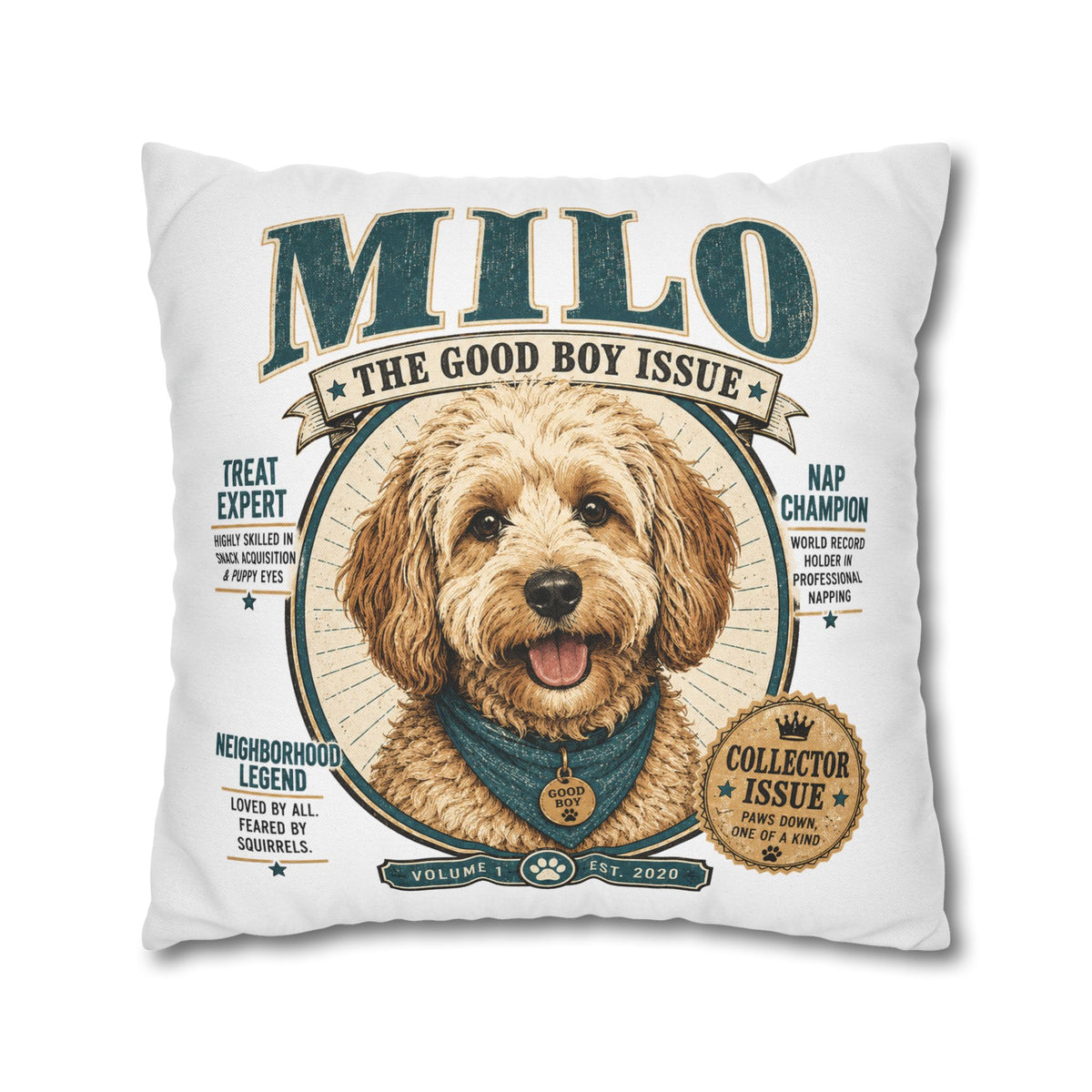 Milo "The Good Boy Issue" Decorative Pillowcase Milo Bailey Dog Dad Mom
