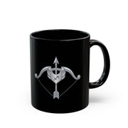 Sagittarius Archer Black Coffee Mug — Zodiac Bow & Arrow