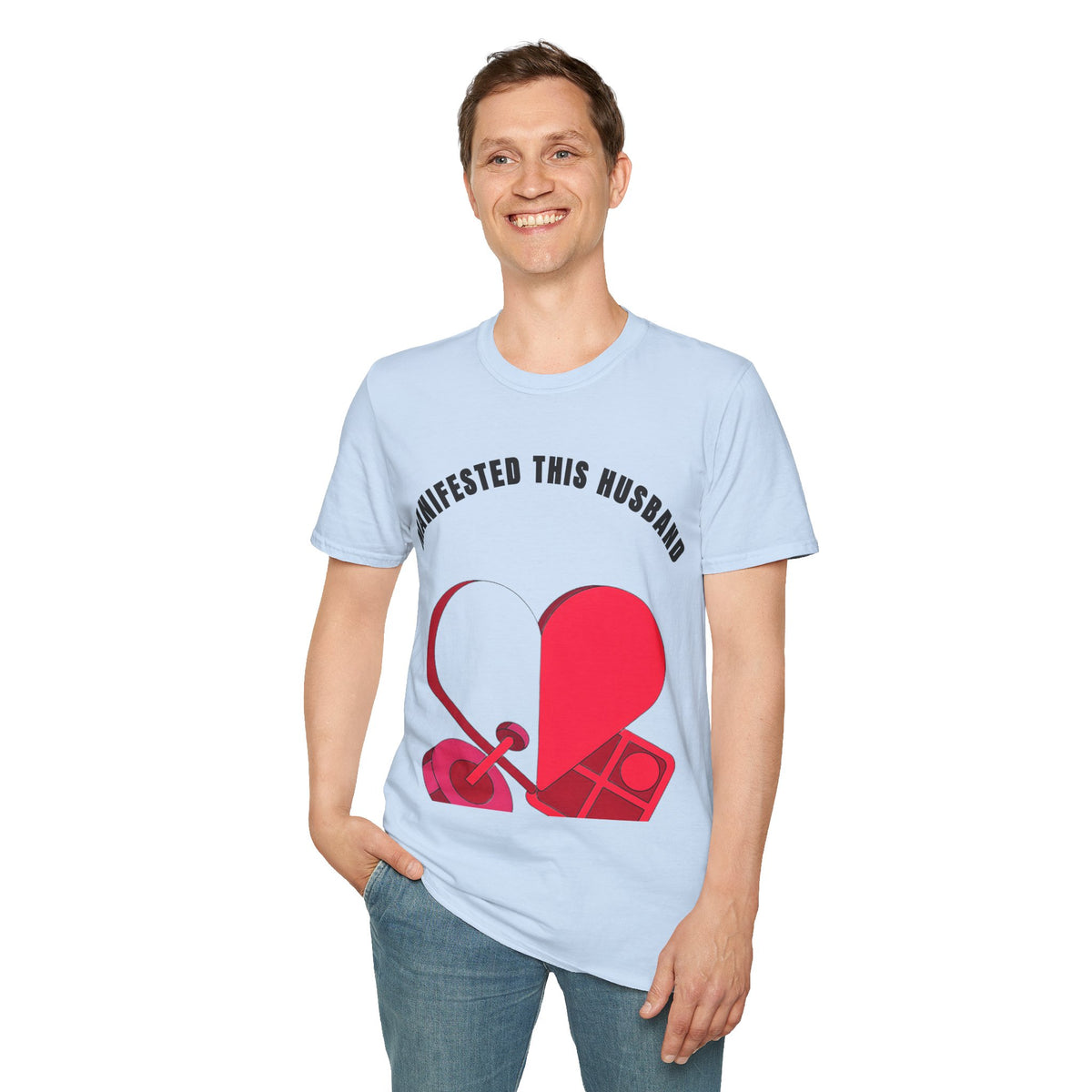 T-Shirt — "Manifested This Husband" Heart Graphic - Trending Now - September 2026