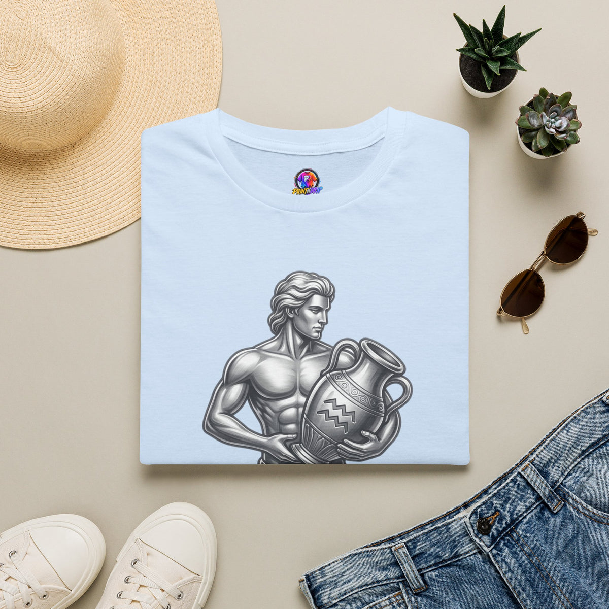 Aquarius Zodiac T-Shirt — Mythic Water Bearer Astrology Tee