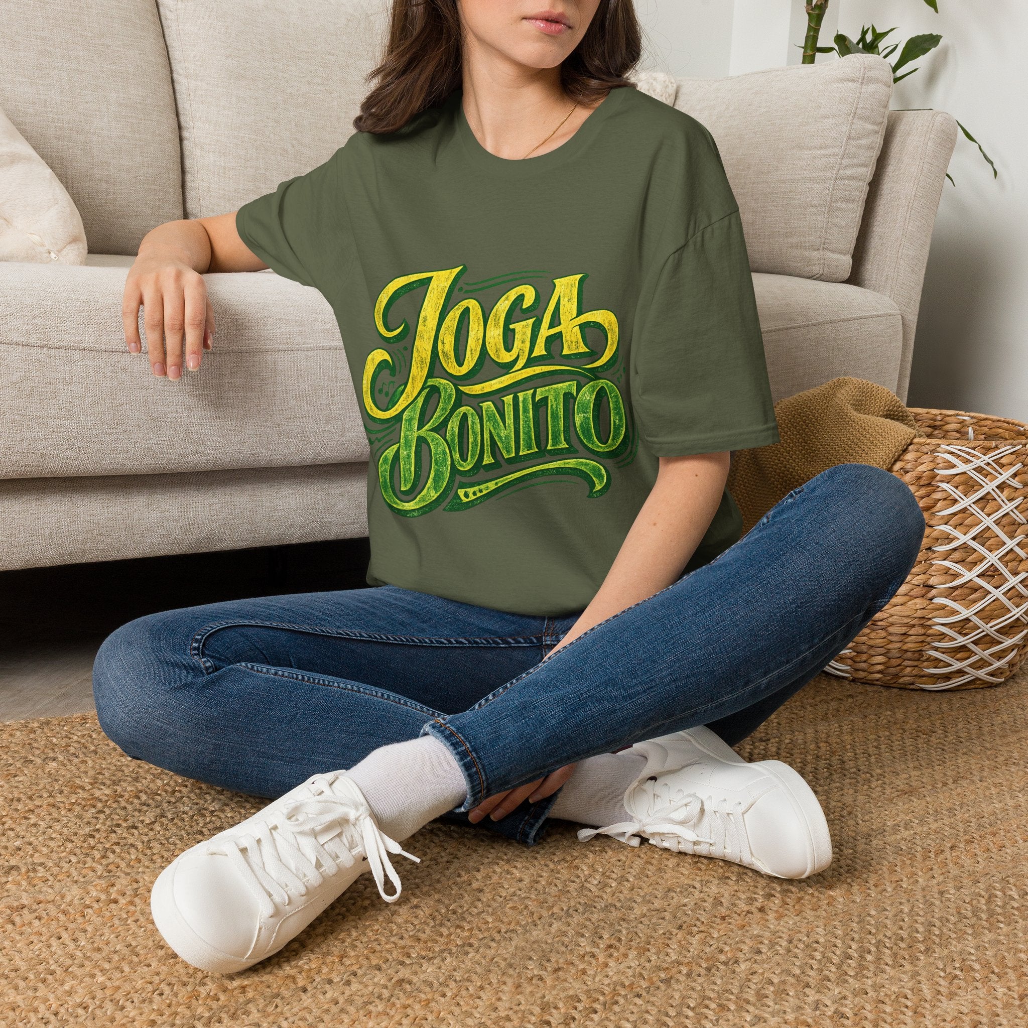 Brazil T-Shirt — 'Joga Bonito' Vintage Soccer Script Tee