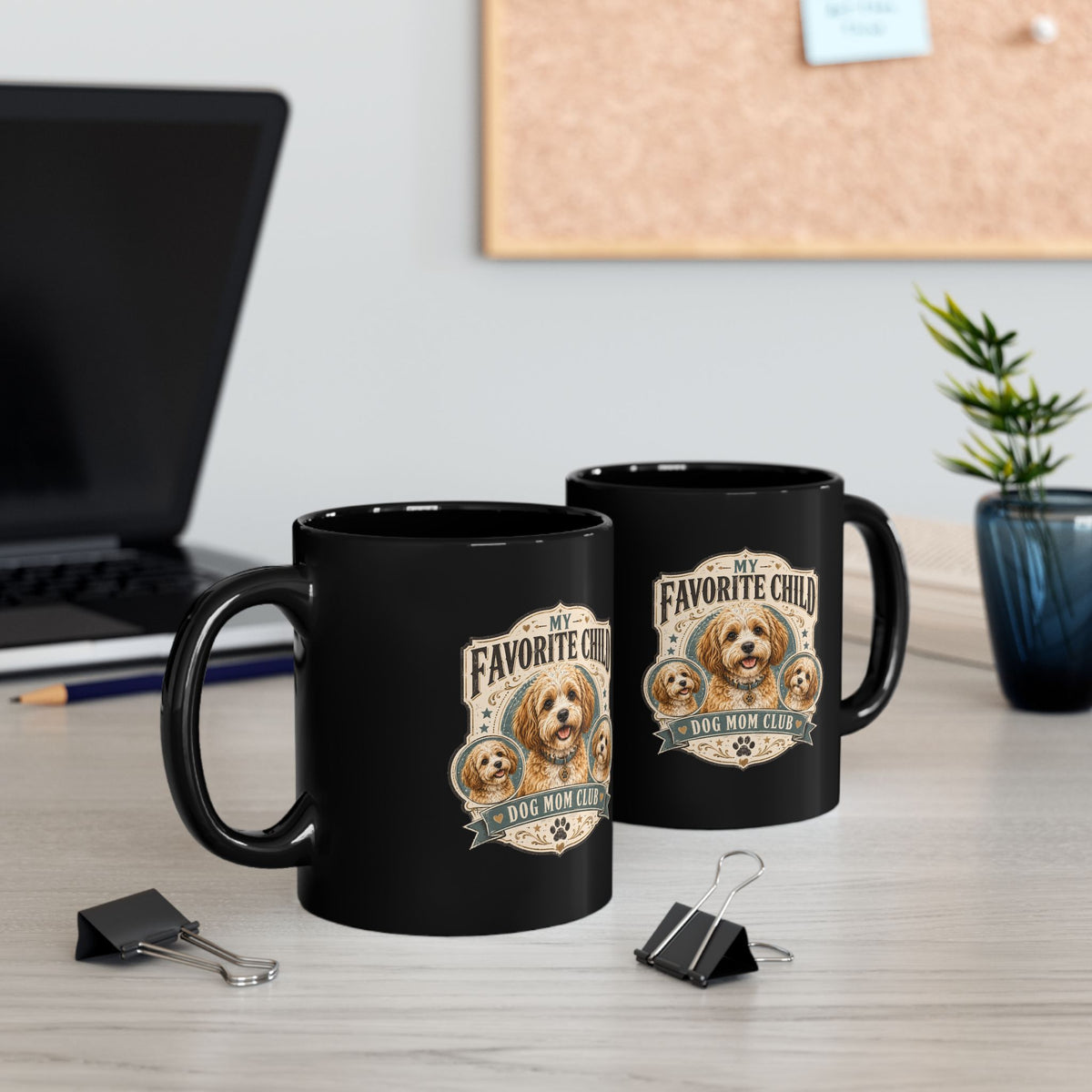 Milo Bailey Dog Dad Mom Dog Mom Club Black Mug — “My Favorite Child” Cute Puppy Coffee Cup