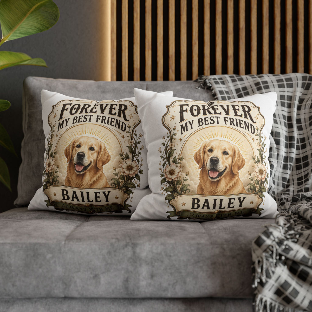Forever My Best Friend Golden Retriever Milo Bailey Dog Dad Mom Pillowcase – Personalized Dog Memorial Cushion Cover