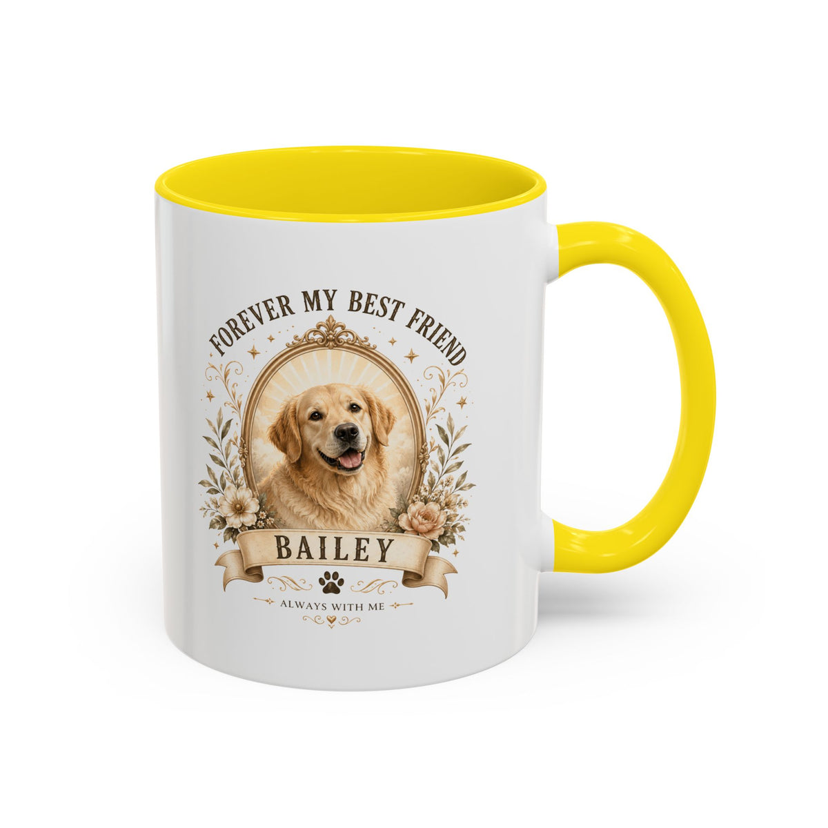 Milo Bailey Dog Dad Mom Personalized Dog Coffee Mug – "Forever My Best Friend" Golden Retriever Memorial Accent Mug
