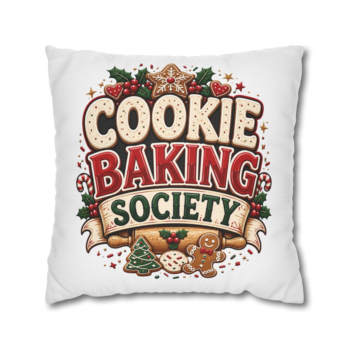 Christmas Cookie Baking Squad Pillowcase — Holiday Decorative Throw Pillow Cover