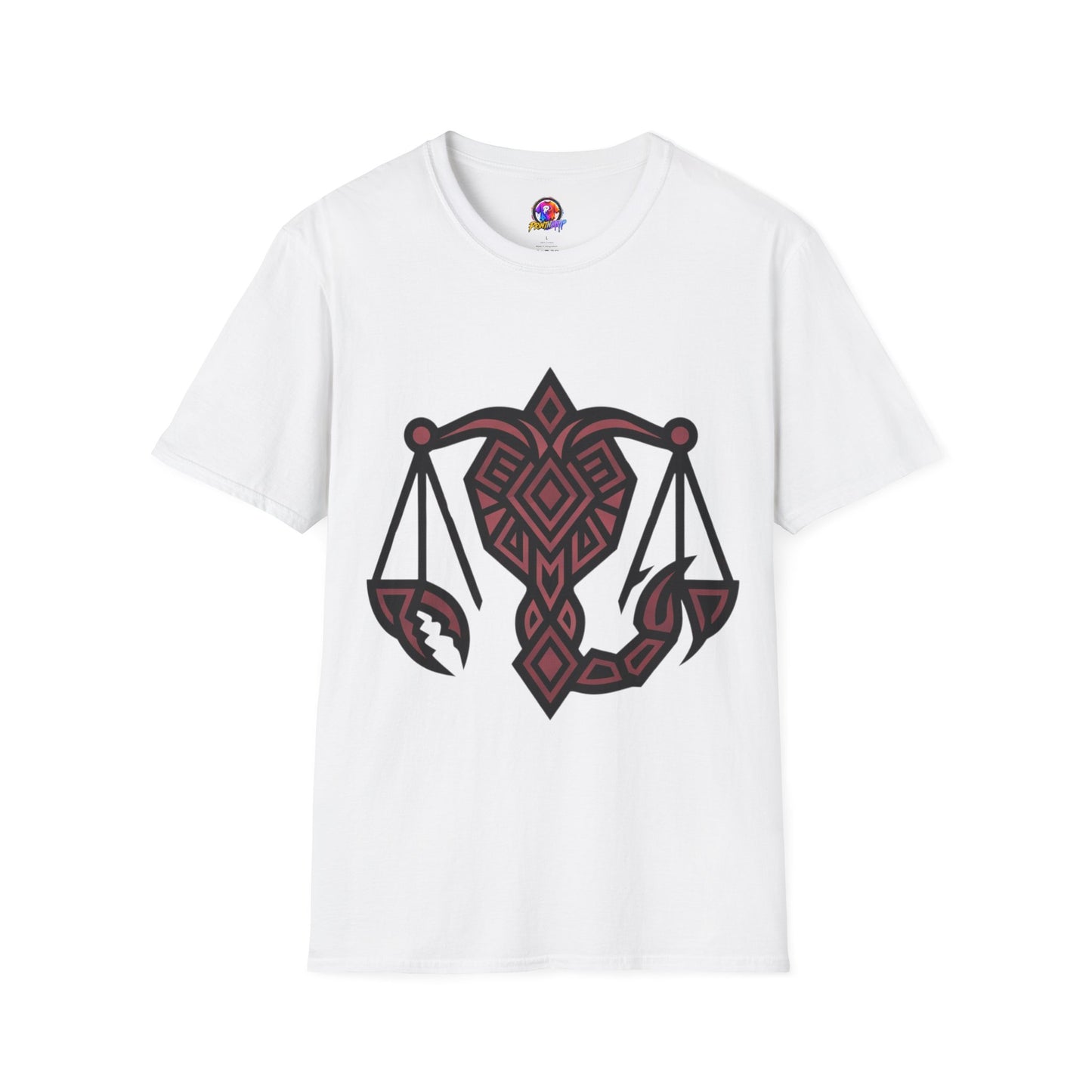 Libra Scales Graphic T‑Shirt — Tribal Zodiac Balance Design
