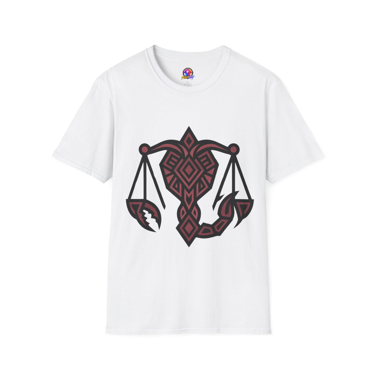 Libra Scales Graphic T‑Shirt — Tribal Zodiac Balance Design