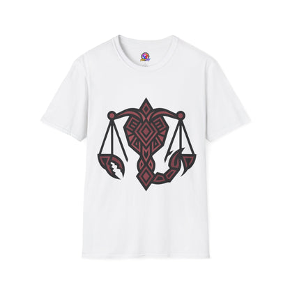 Libra Scales Graphic T‑Shirt — Tribal Zodiac Balance Design