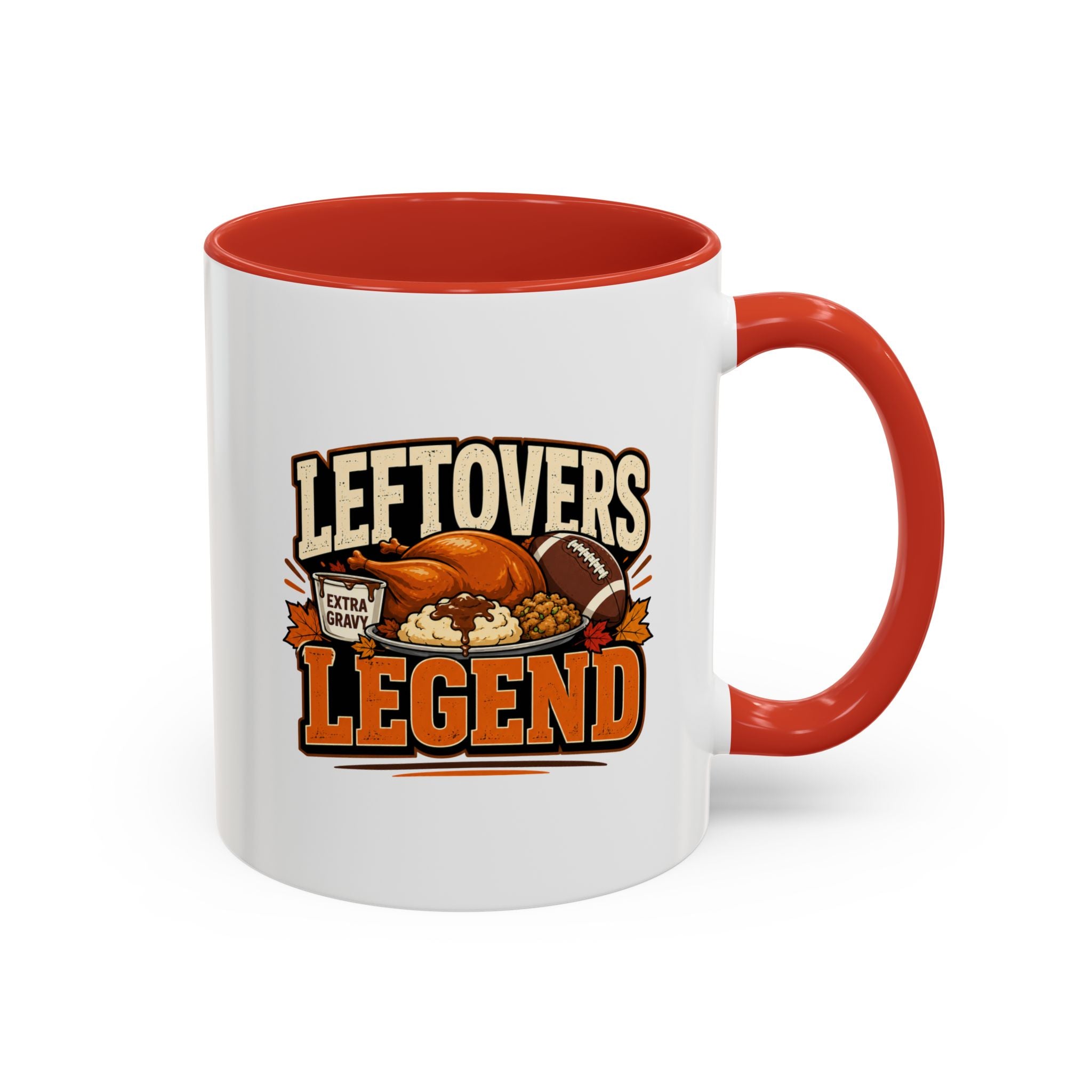 Thanksgiving  Mug Leftovers Legend Coffee Mug – Funny Thanksgiving Turkey & Football  Accent Mug