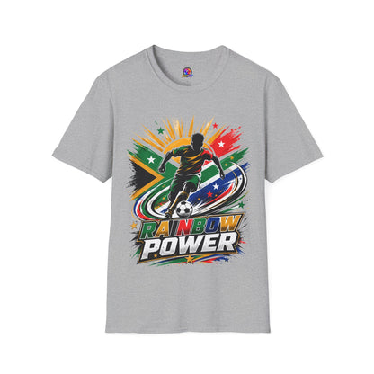 South Africa Soccer Rainbow Power T-Shirt — Colorful Football Player Graphic Tee