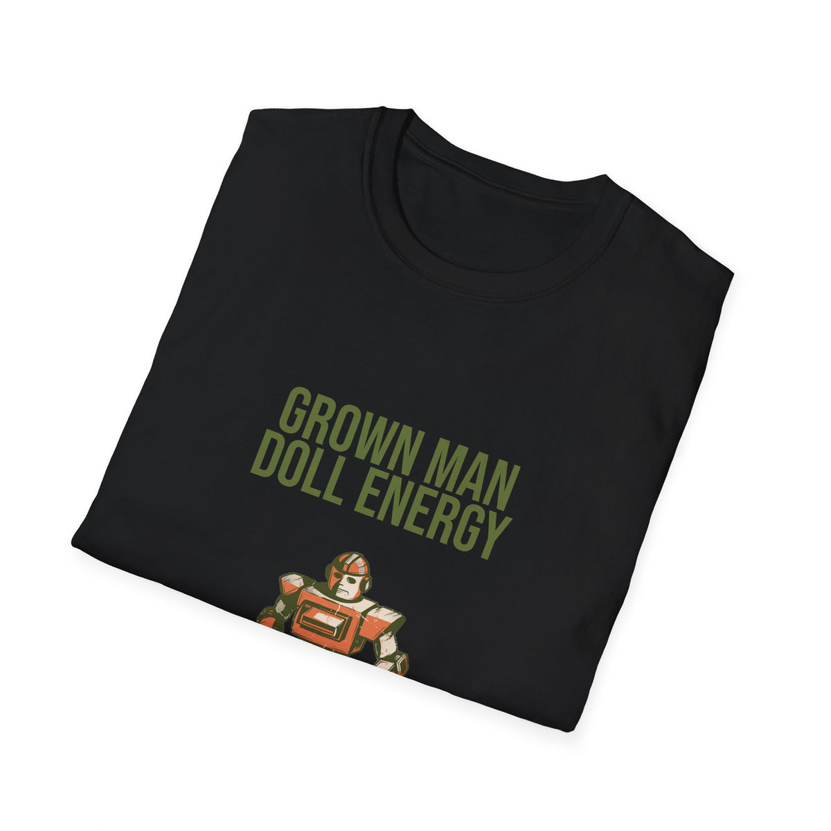 "Grown Man Doll Energy" Retro Toy Robot Graphic Tee - Funny Ironic Gamer White T-Shirt - Trending Now - September 2026