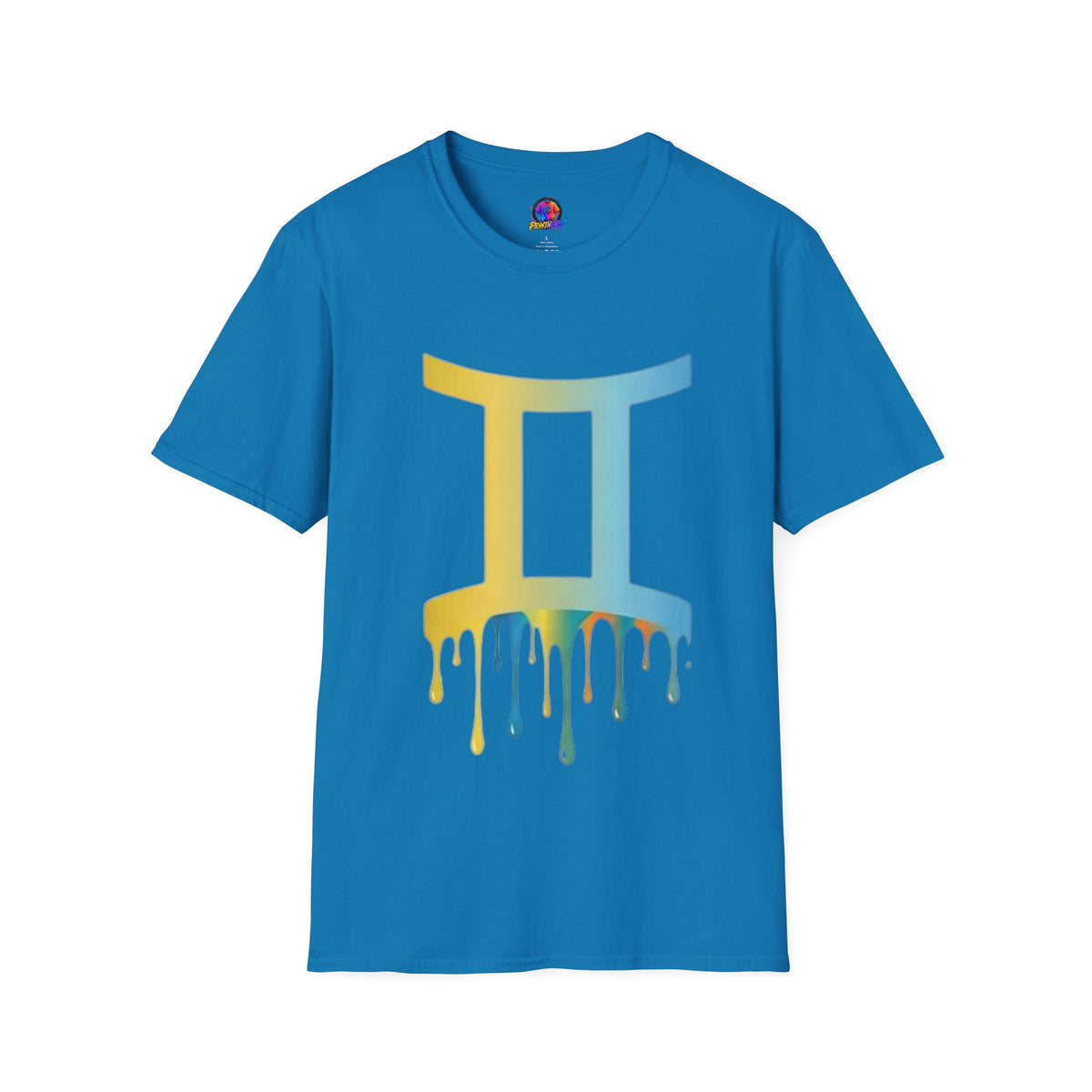 Gemini Drip Zodiac T-Shirt — Rainbow Gemini Symbol Tee