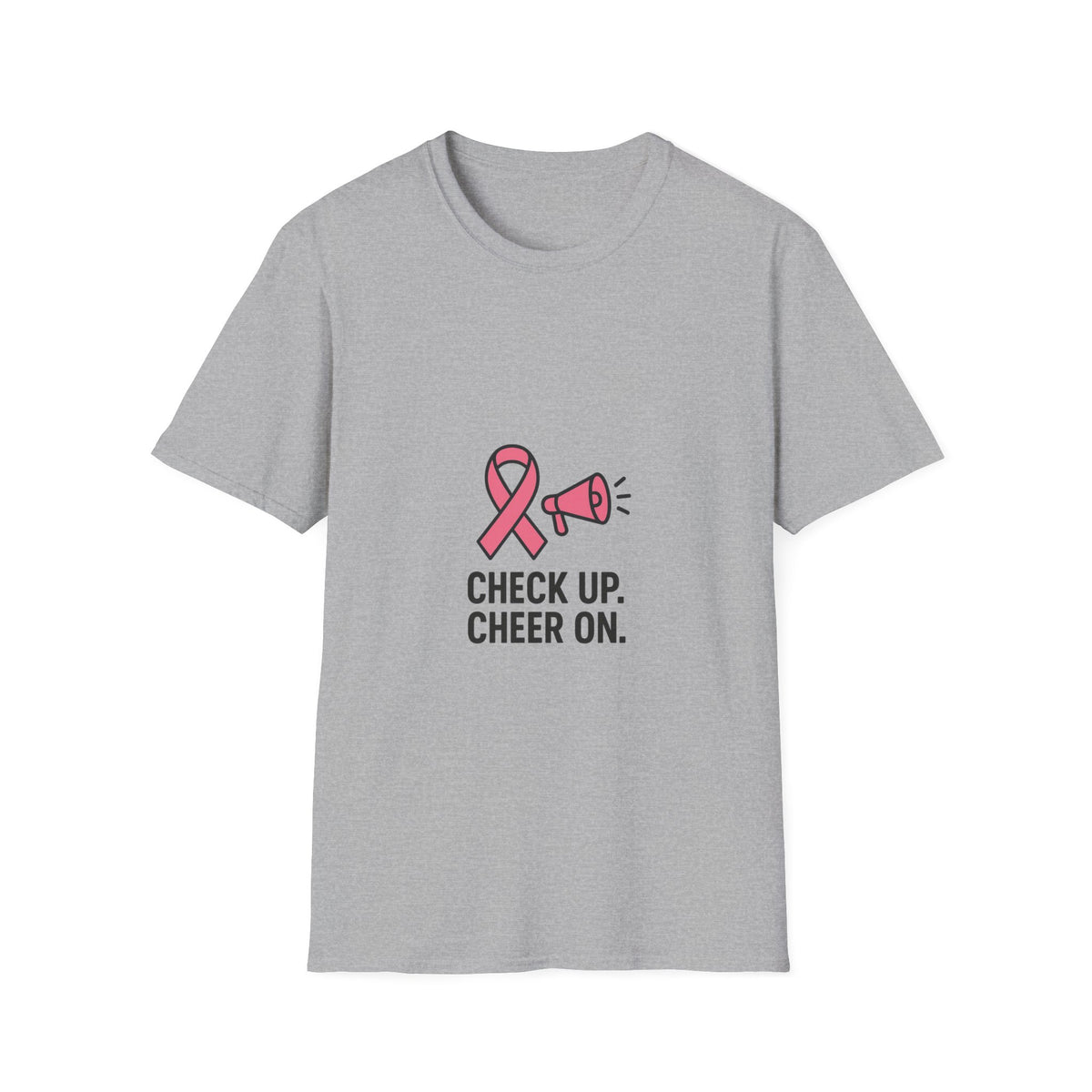 Breast Cancer Awareness T-Shirt — "Check Up. Cheer On." Pink Ribbon Design - Trending Now - October 2026