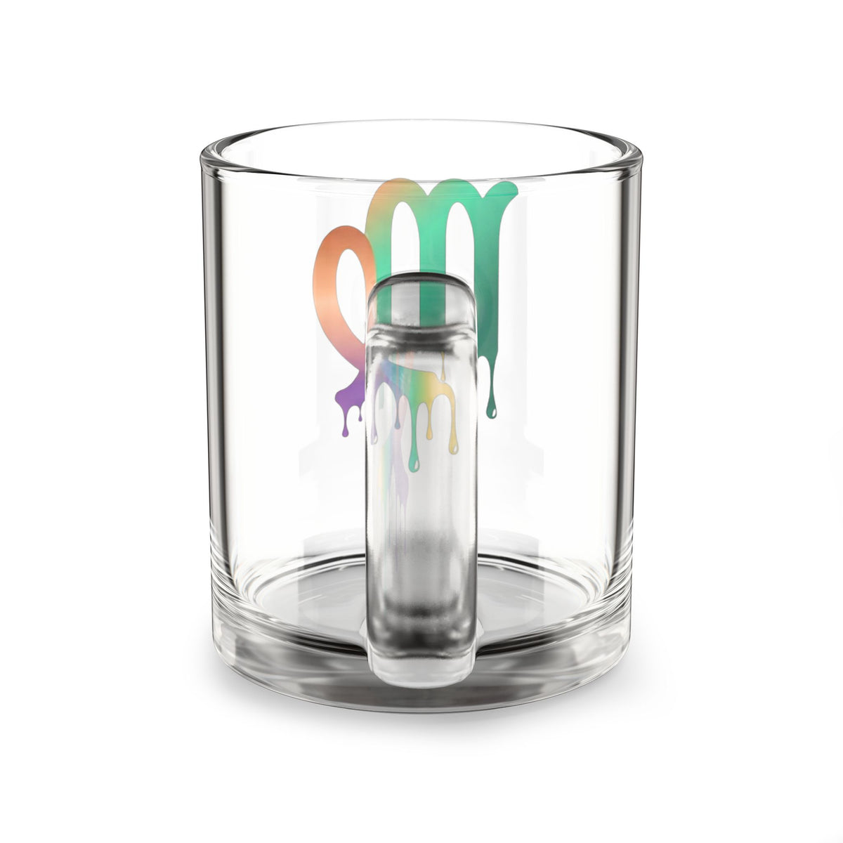 Virgo Zodiac Glass Mug — Rainbow Drip Horoscope Coffee Cup, 10 oz