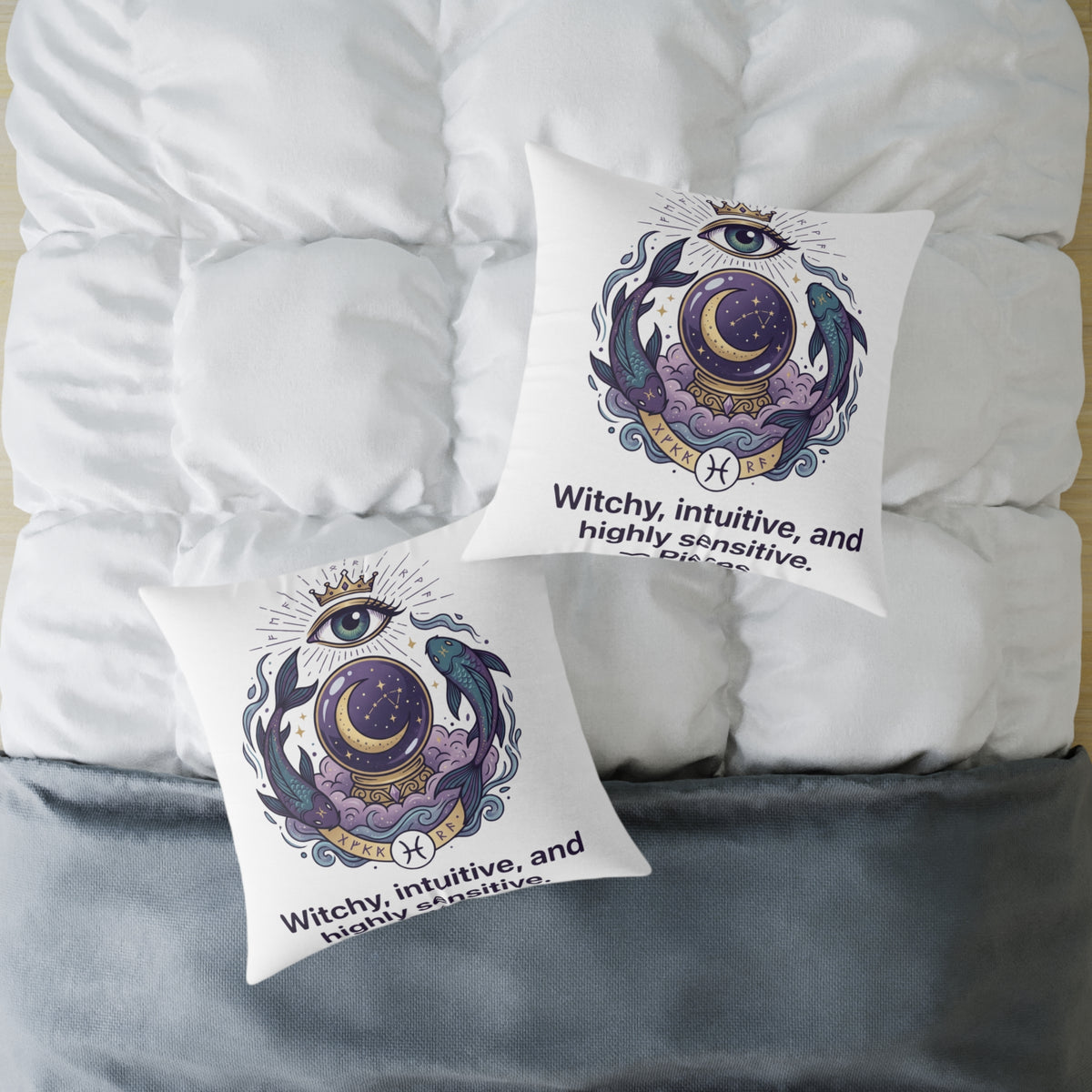 Pisces Zodiac Highly Sensitive And Intuitive Square Poly Canvas Pillow