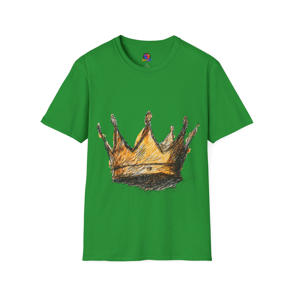 Crowned Sketch T‑Shirt — Hand‑Drawn Gold Crown Graphic Tee