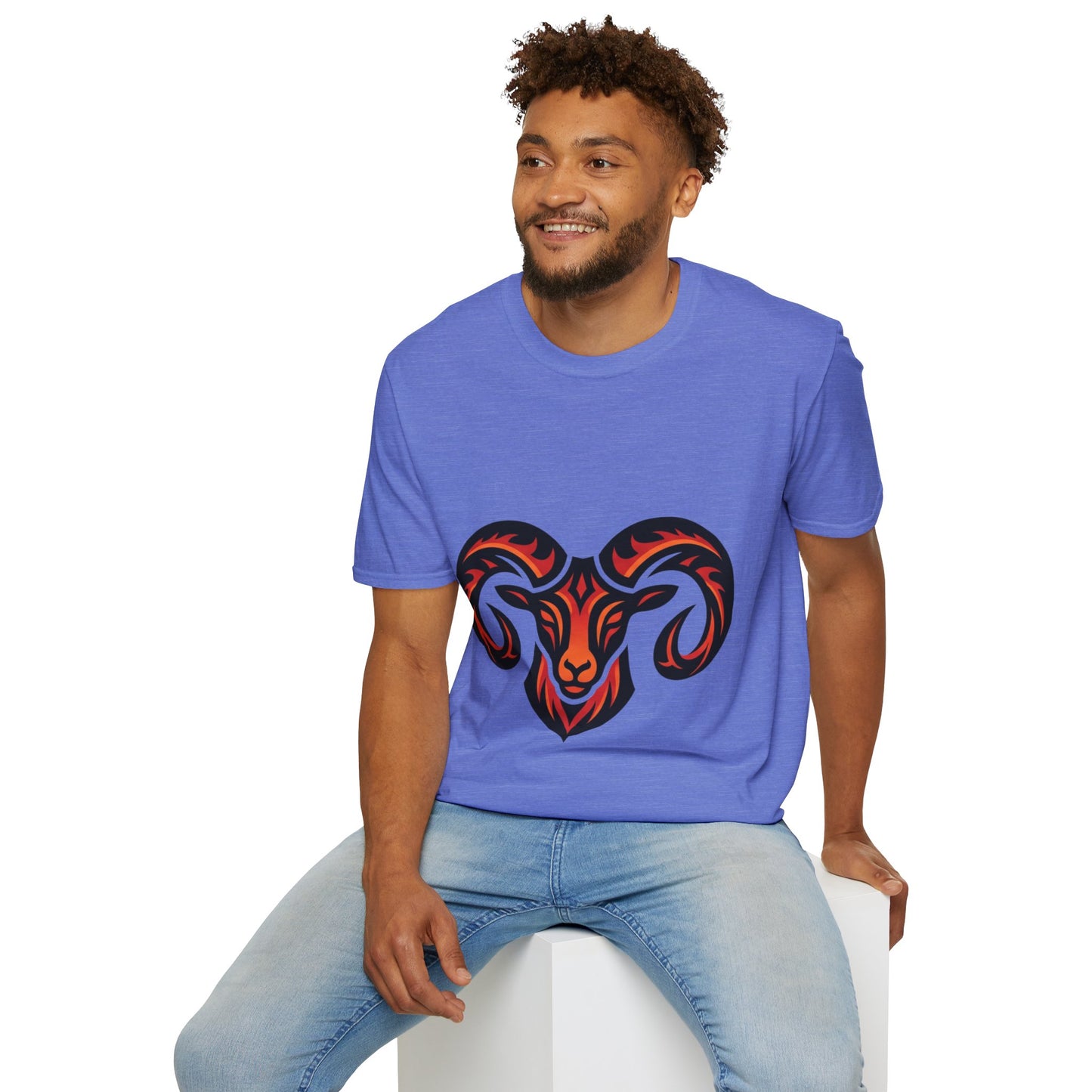 Ram Head Graphic T-Shirt — Tribal Flame Aries Design