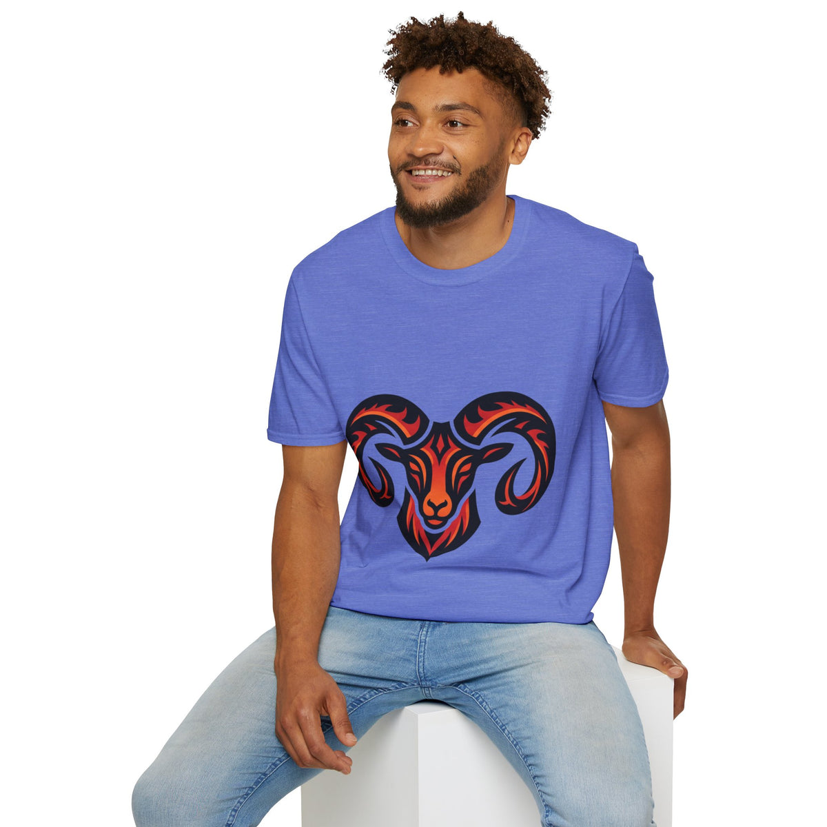 Aries Zodiac Ram Head Graphic T-Shirt — Tribal Flame Aries Design
