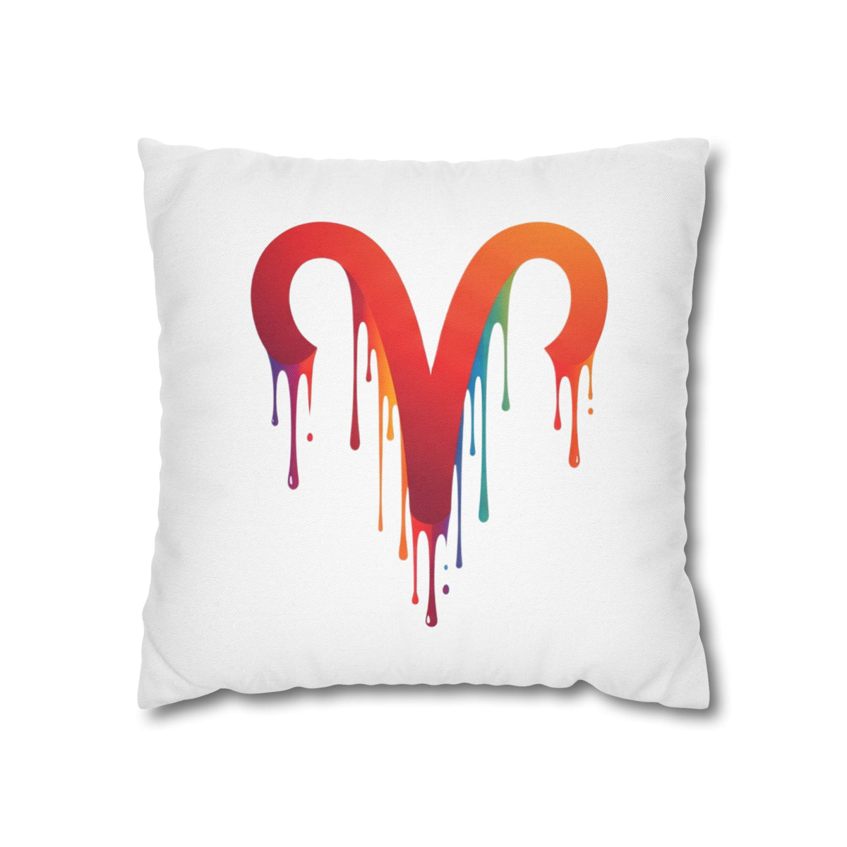 Aries Rainbow Drip Heart Pillowcase — Colorful Melting Heart Decorative Pillow