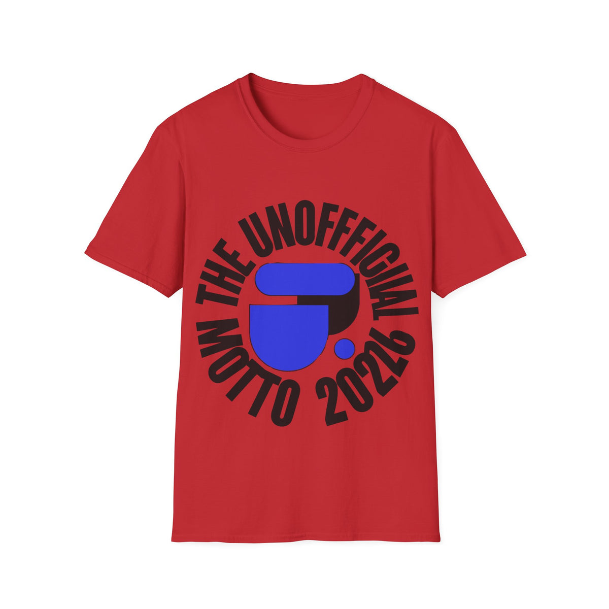 "The Unofficial Motto 2026" Retro Circular Tee | Blue Abstract Emblem T-Shirt - Trending Now - September 2026