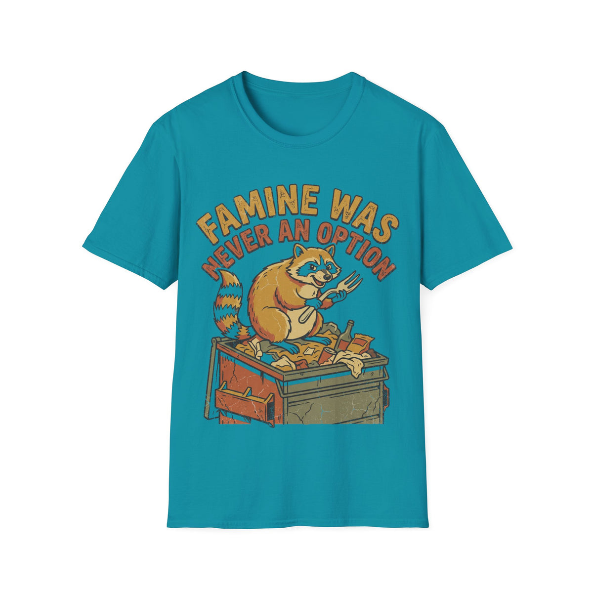 Funny Raccoon T‑Shirt — "Famine Was Never An Option" Retro Graphic Tee - Trending Now - September 2026